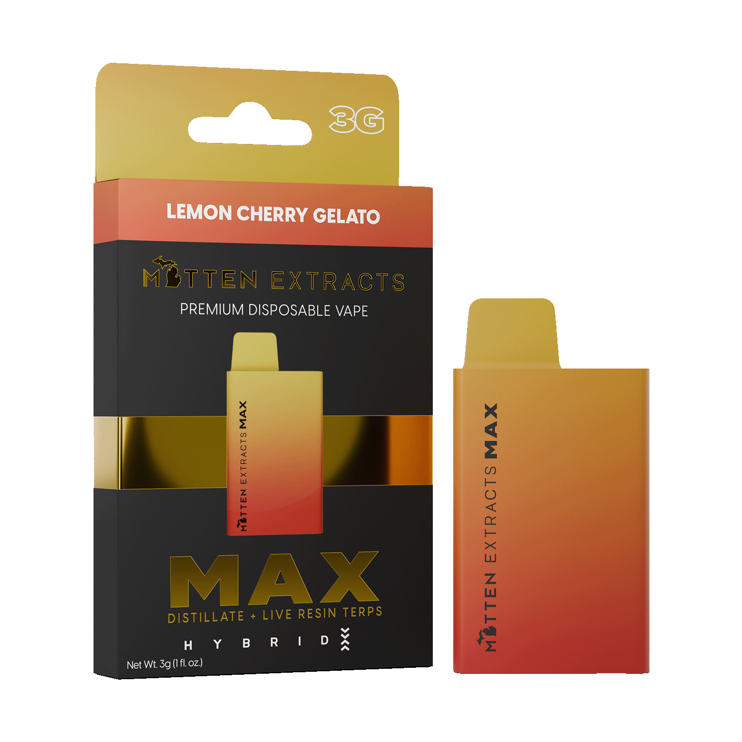 Lemon Cherry Gelato MAX Disposable Vape | Mitten Extracts
