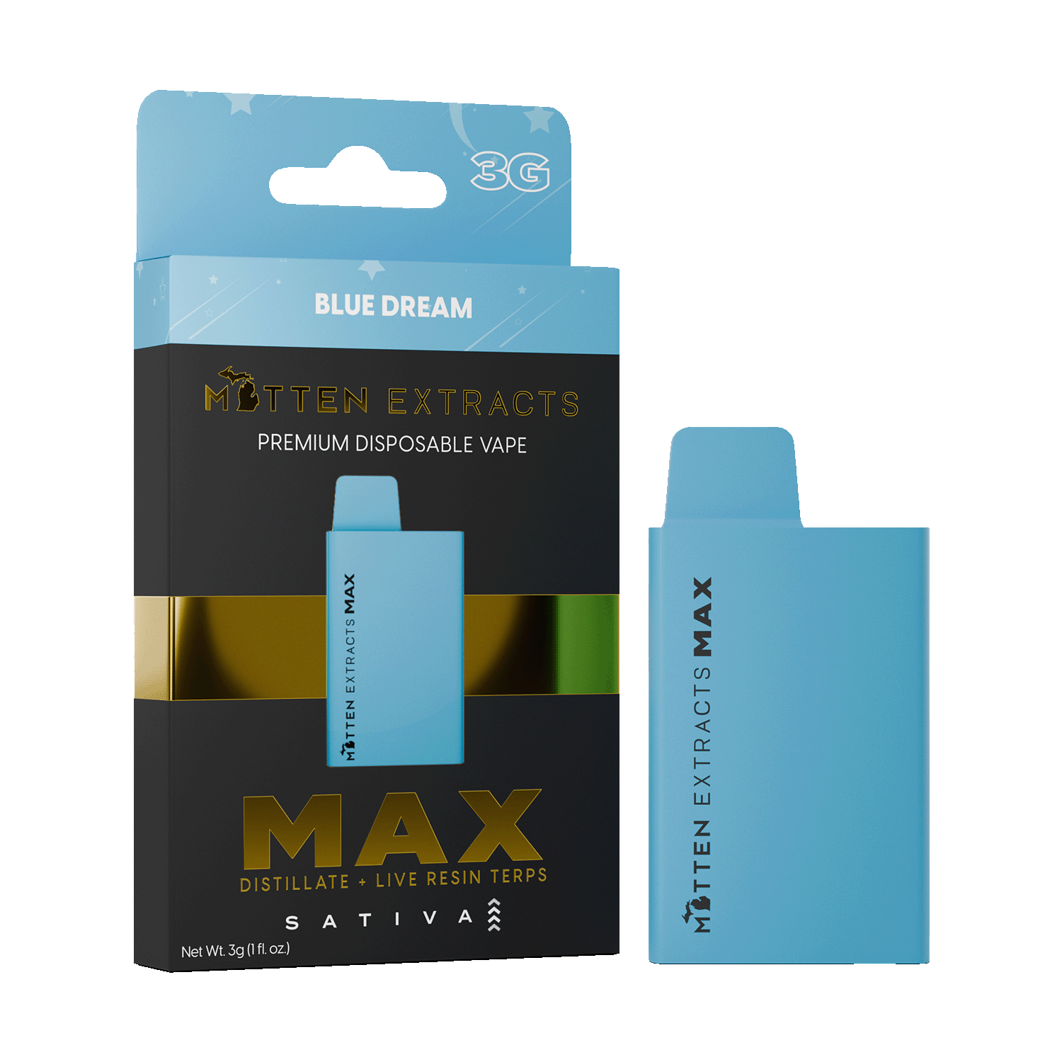 Blue Dream MAX Disposable Vape | Mitten Extracts Blue Dream MAX Disposable Vape | Mitten Extracts