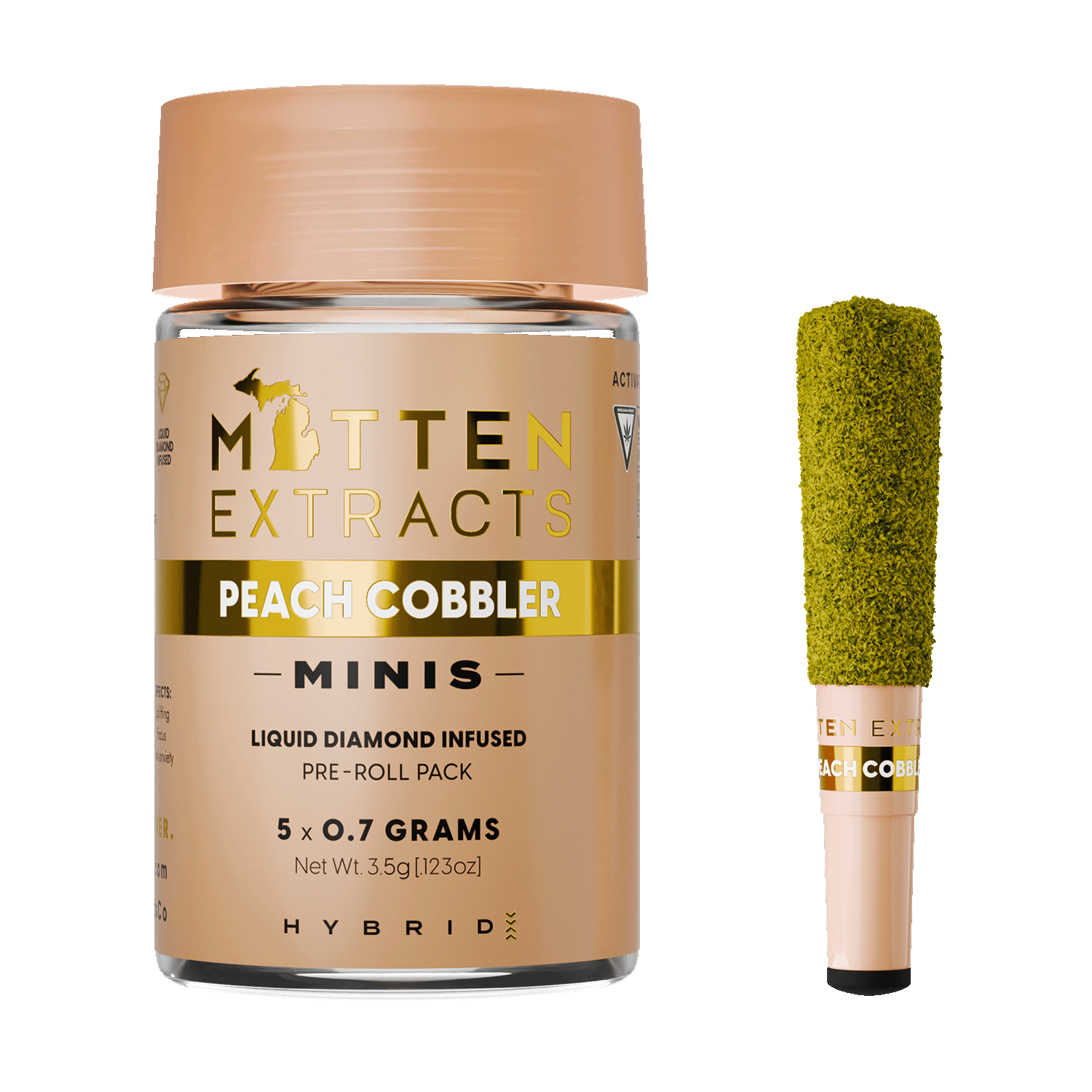 Peach Cobbler Premium Infused Pre-Roll Minis | Mitten Extracts