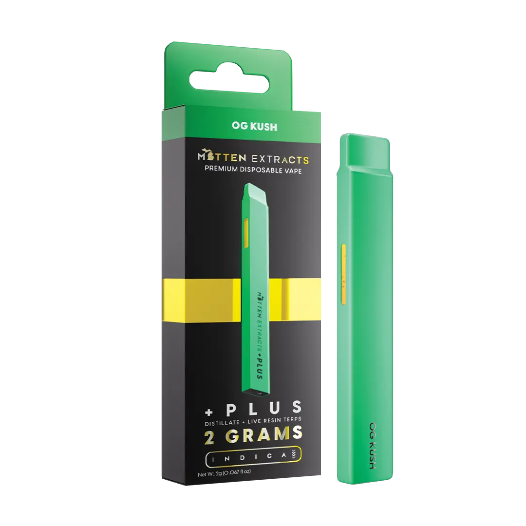 OG Kush +Plus Disposable Vape 2g | Mitten Extracts OG Kush +Plus Disposable Vape 2g | Mitten Extracts