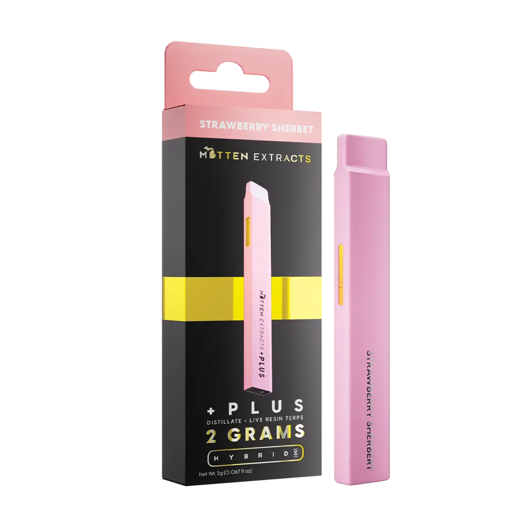 Strawberry Sherbet +Plus Disposable Vape 2g | Mitten Extracts Strawberry Sherbet +Plus Disposable Vape 2g | Mitten Extracts