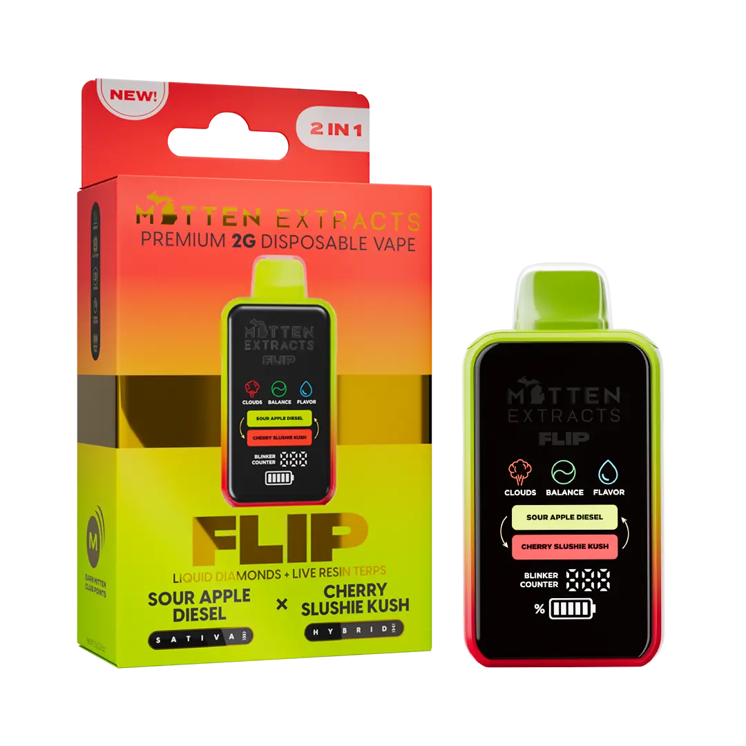 Sour Apple Diesel X Cherry Slushie Kush FLIP Disposable Vape 2G