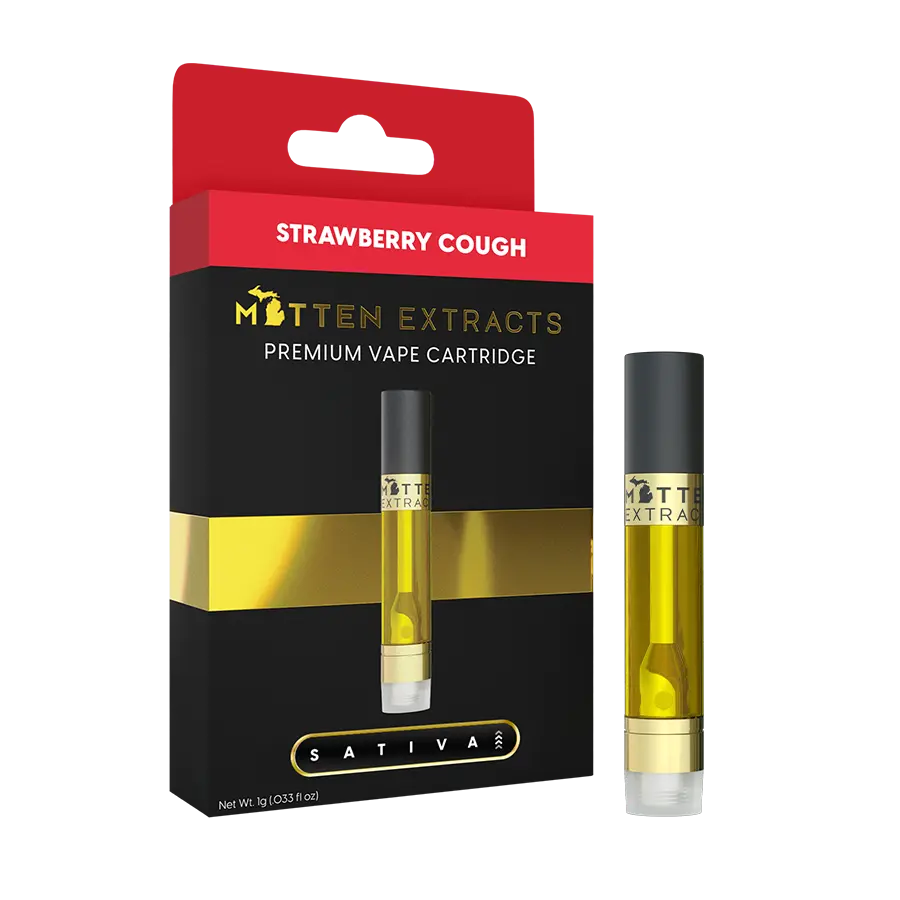 Strawberry Cough THC Vape Cartridge | Mitten Extracts Strawberry Cough THC Vape Cartridge | Mitten Extracts