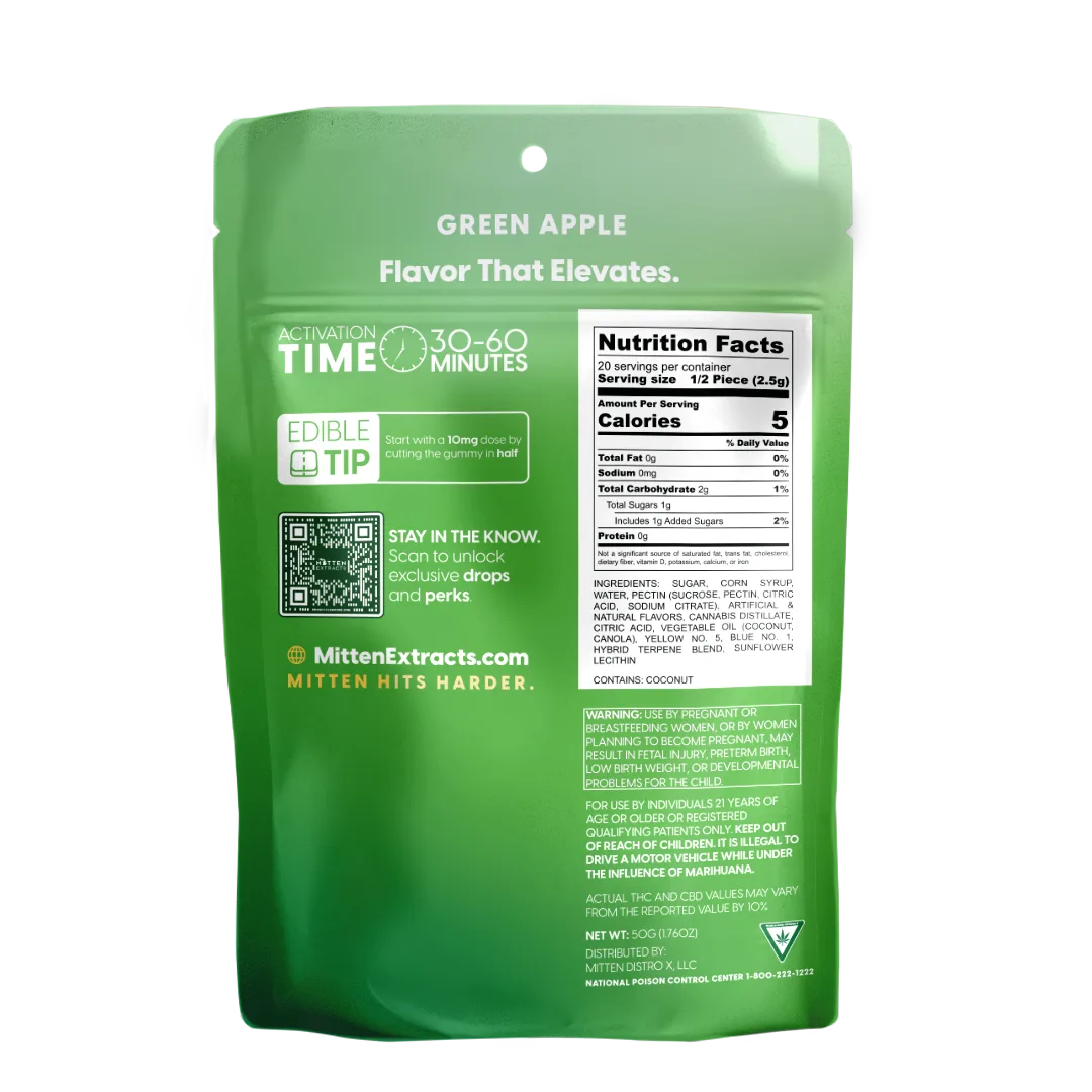 Green Apple Gummies 200mg (10 Pack)