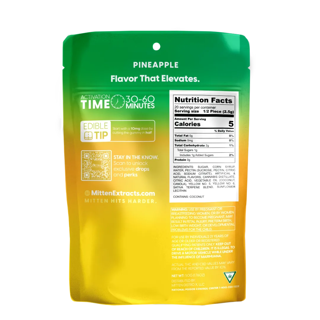 Pineapple Gummies 200mg (10 Pack)