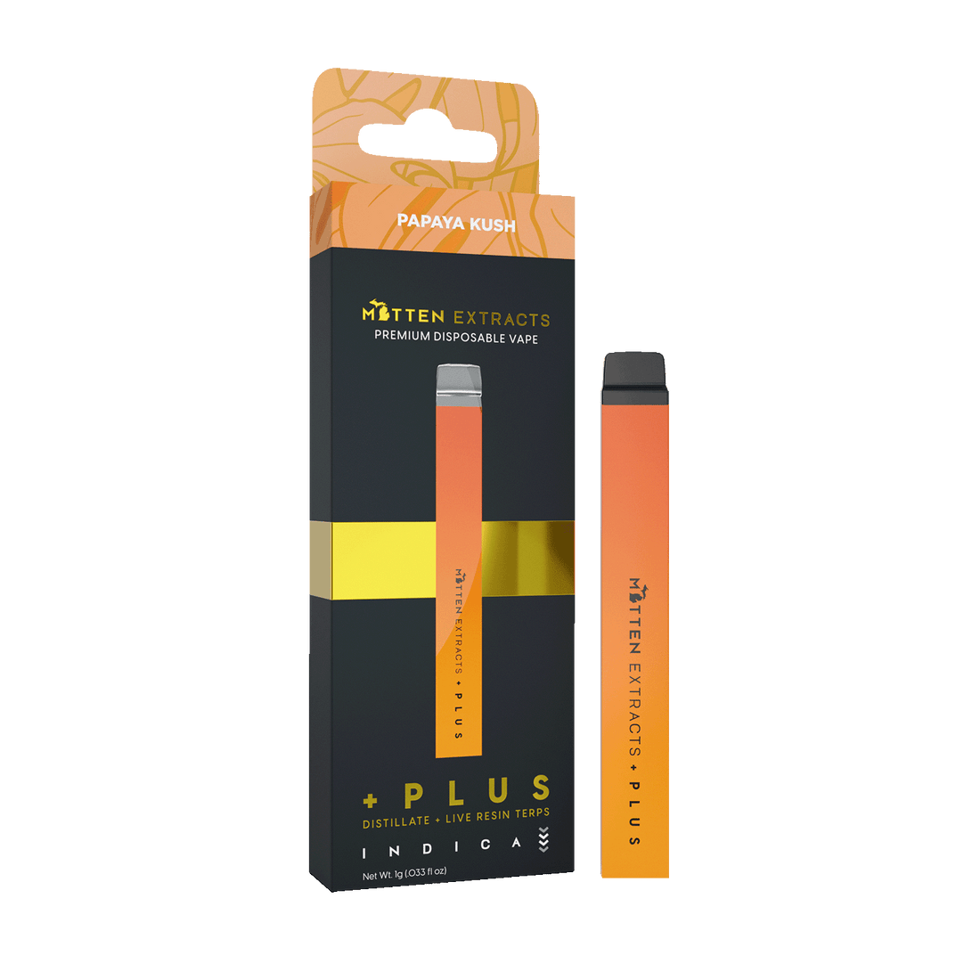 Papaya Kush +Plus Disposable Vape | Mitten Extracts Papaya Kush +Plus Disposable Vape | Mitten Extracts