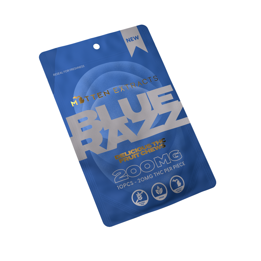 Blue Razz Fruit Chews 200mg 10-pack