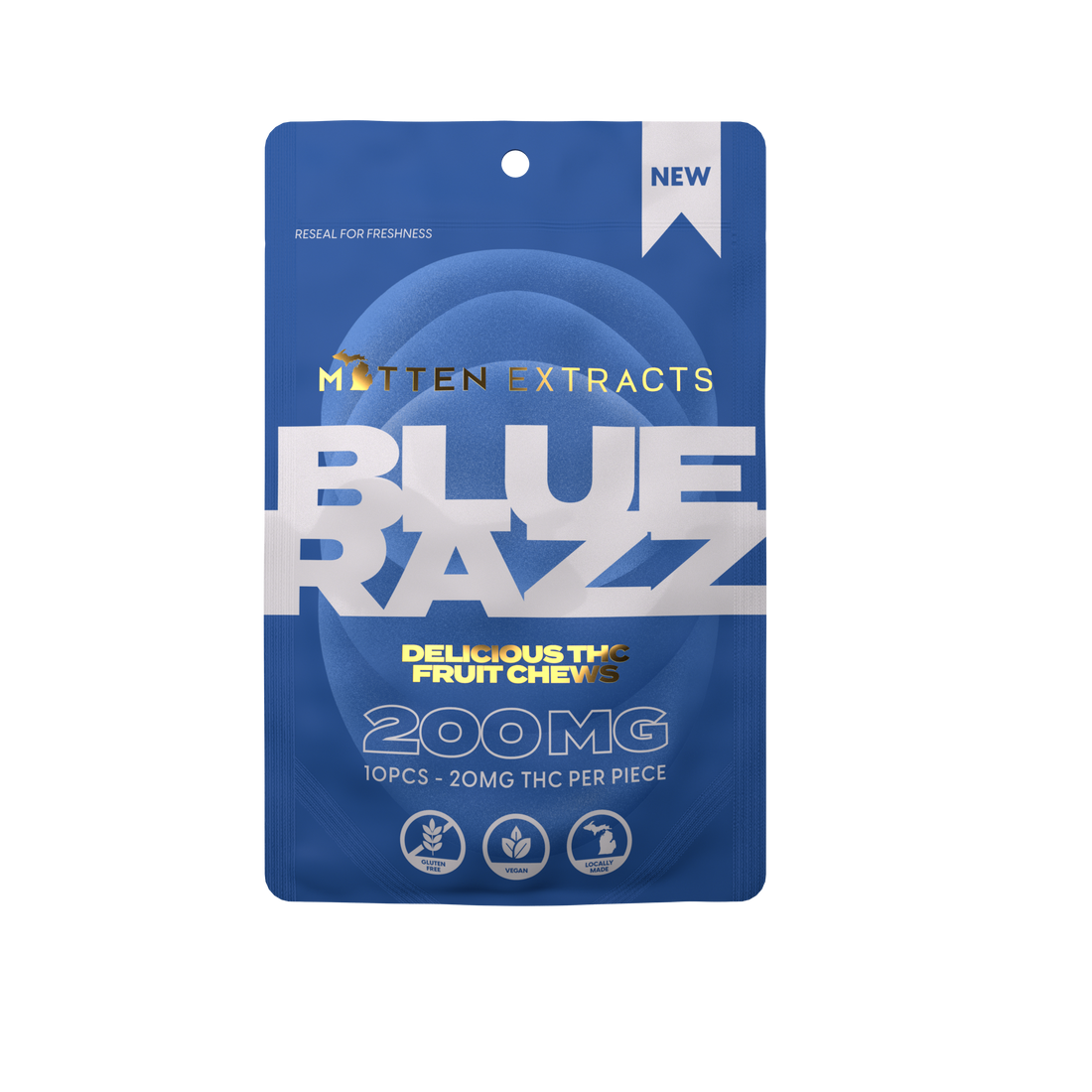 Blue Razz Fruit Chews 200mg 10-pack