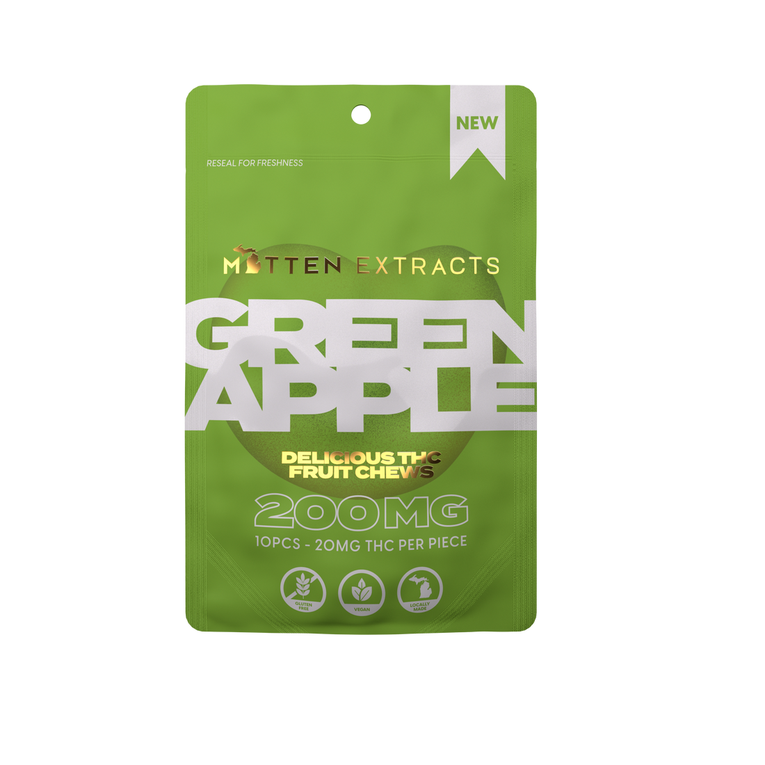 Green Apple Fruit Chews 200mg 10-pack