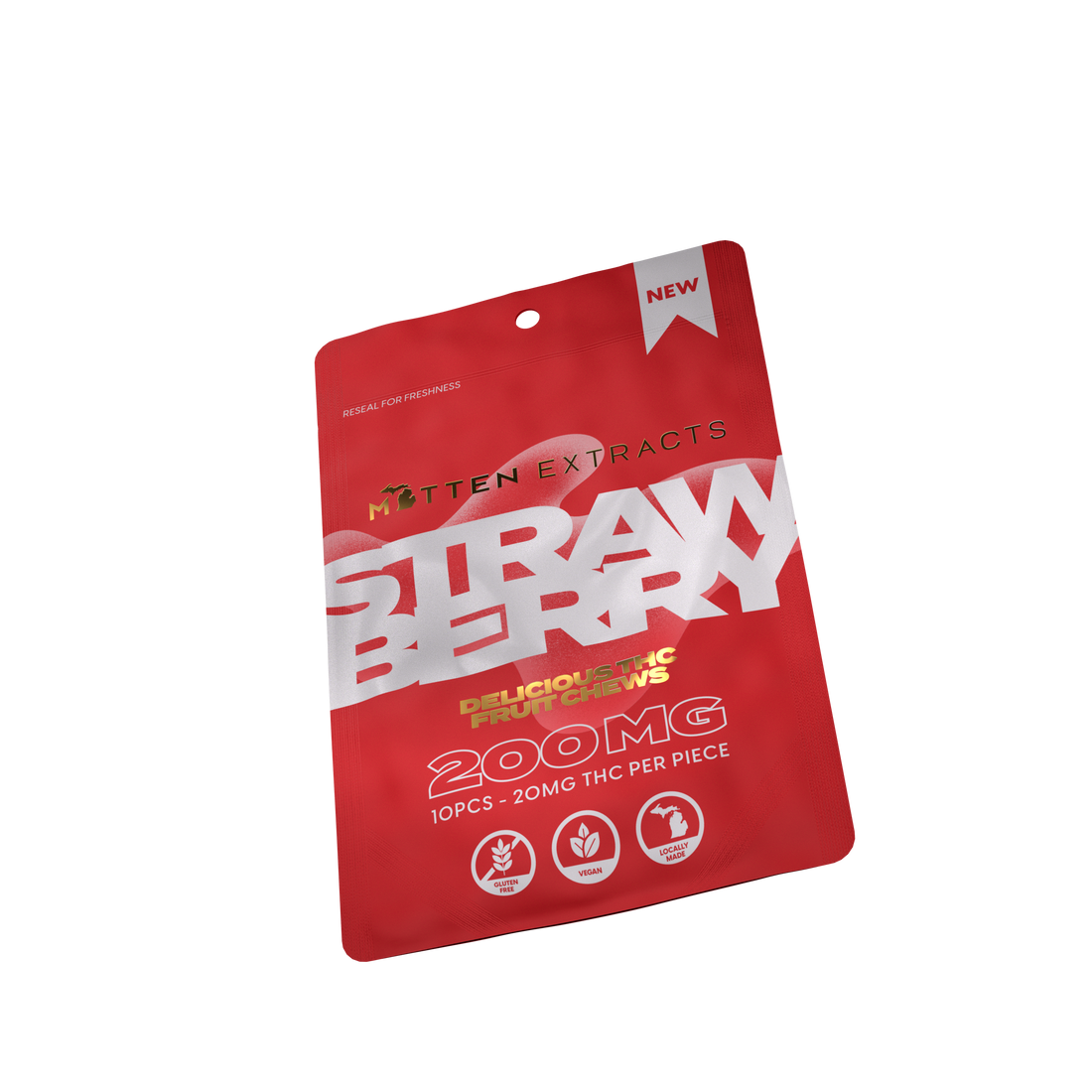 Strawberry Fruit Chews 200mg 10-pack