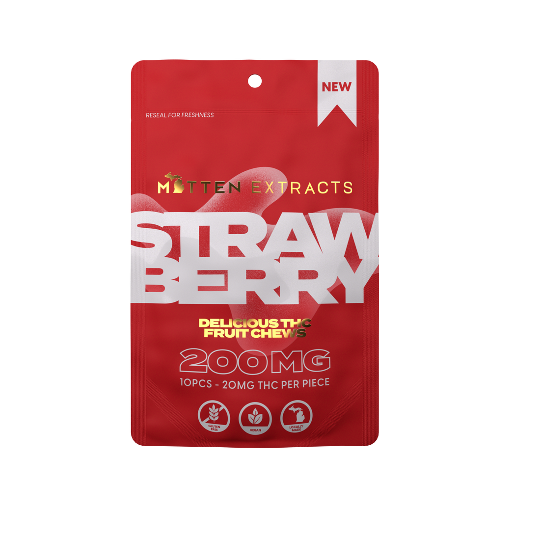 Strawberry Fruit Chews 200mg 10-pack